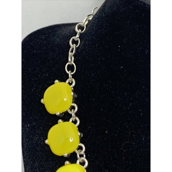 Vintage Silver Tone & Yellow Stone Statement Collar Necklace (1918) - Picture 3 of 7